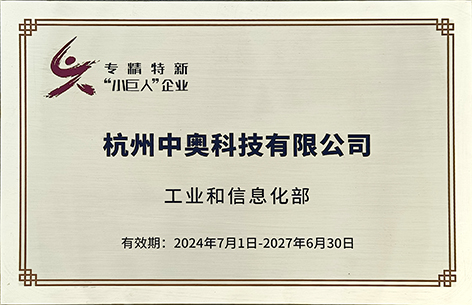 杭州中奧科技榮膺第六批國(guó)家級(jí)專精特新“小巨人”企業(yè)稱號(hào)
